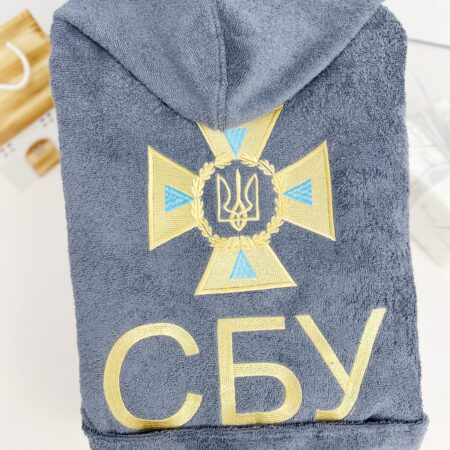 Чоловічий махровий халат з вишивкою Подарунок для шефа