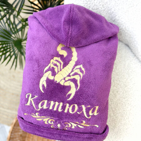 Жіночий плюшевий халат Мій знак — Скорпіон